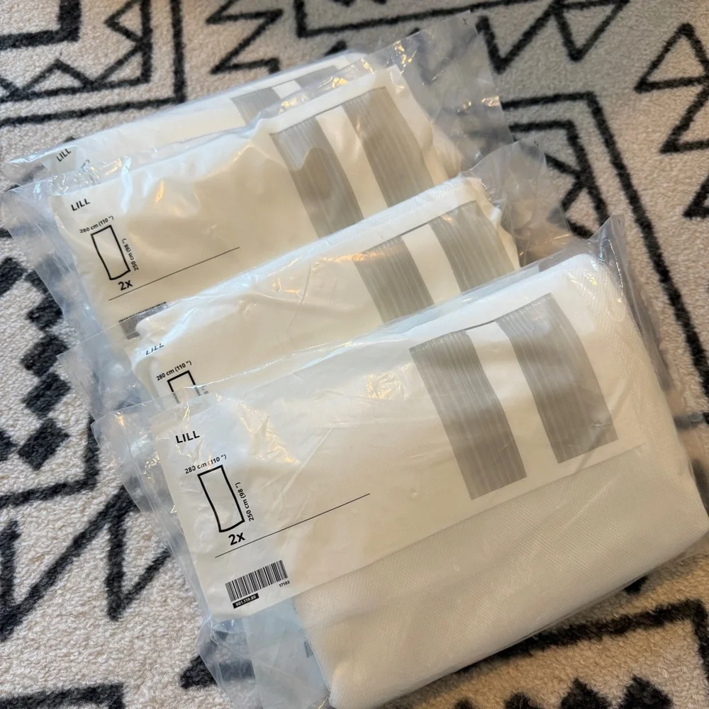 IKEA Lill white sheer curtains 98”